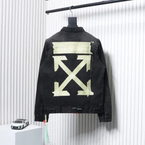 Off White Yellow Rubber Strip Denim Jacket