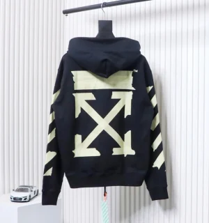 Off White Yellow Tape Arrows Print Hoodie