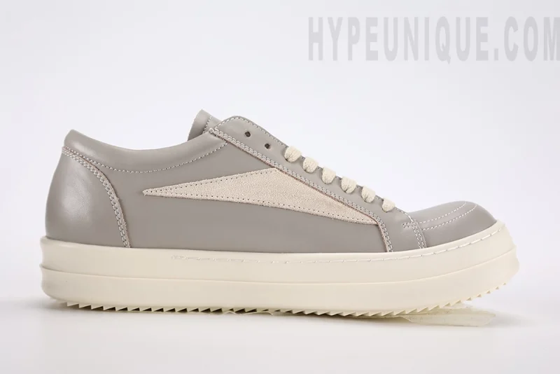 Rick Owens Lido Vintage leather sneakers "Gray/Milk" hypeunique