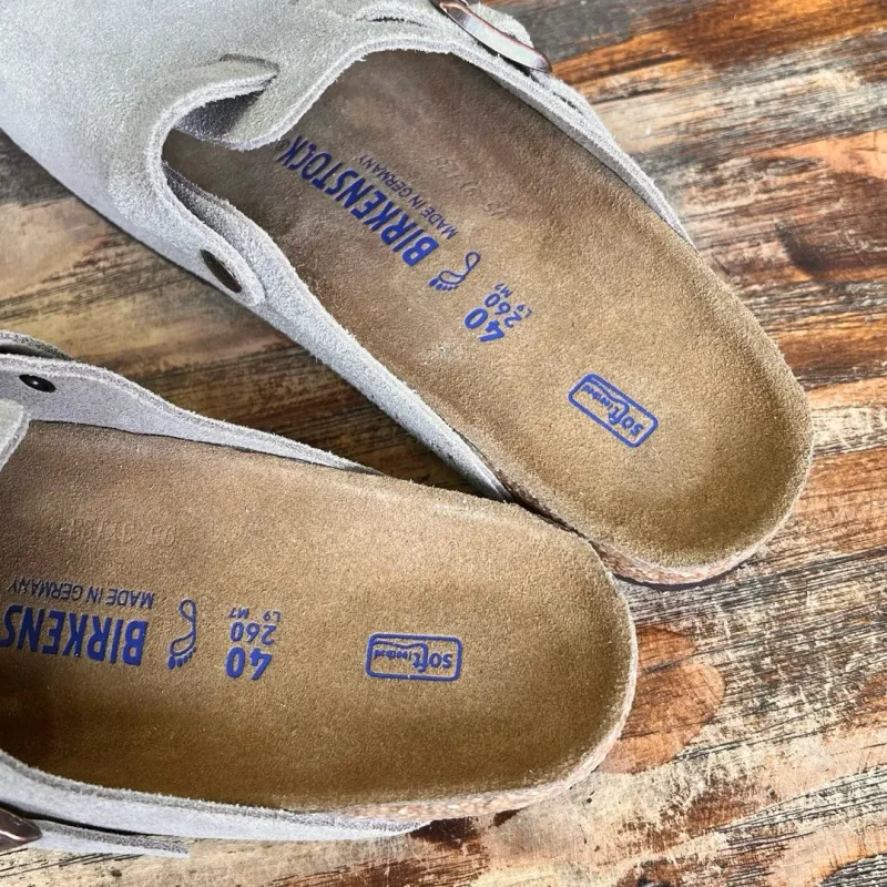 Birkenstock 'Boston Soft' Suede Light Gray (Men)