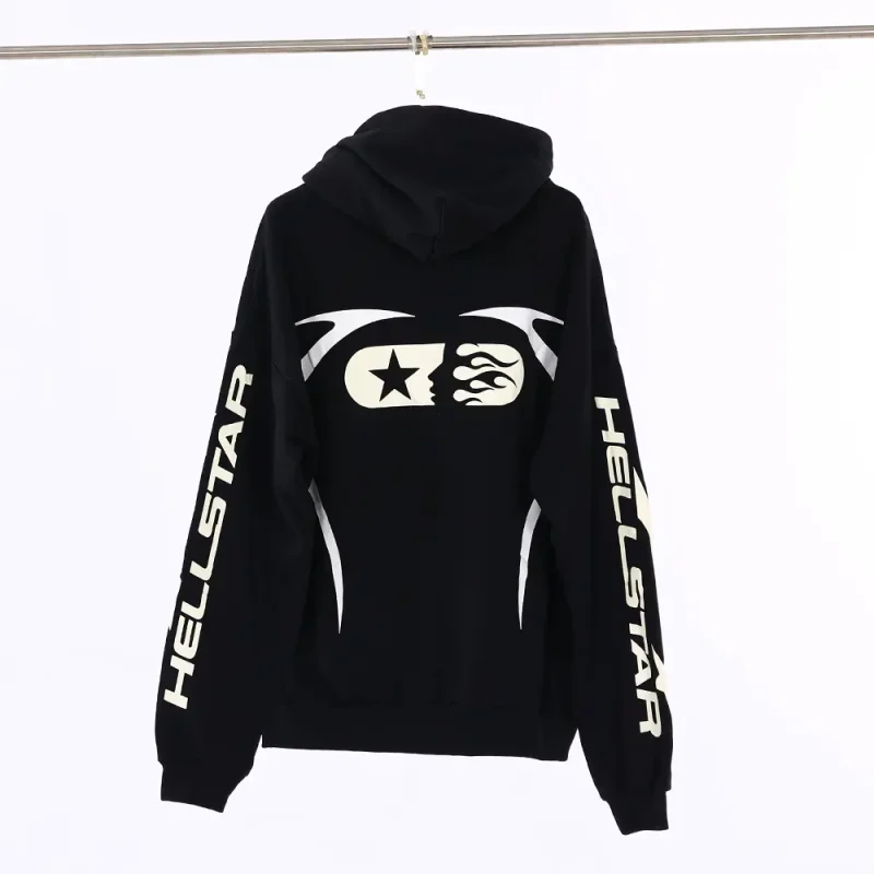 the back side of the black Hellstar Sports Double Hit Logo Hoodie black