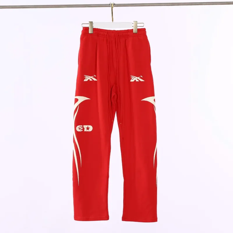 the font side of red Hellstar Sports Double Hit Logo Sweatpant