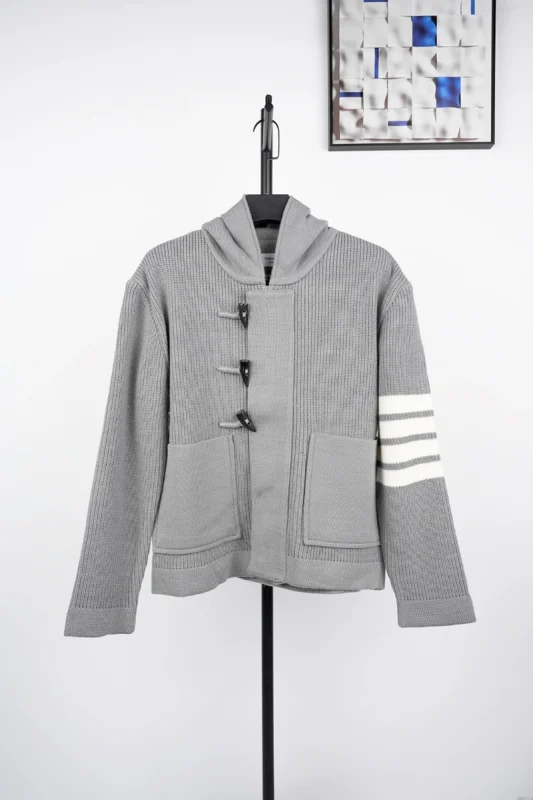 Virgin-wool Half Cardigan Hooded Duffle Jacket(Top Version)