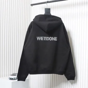 WE11 DONE Ivory Diamond Letter Hoodie