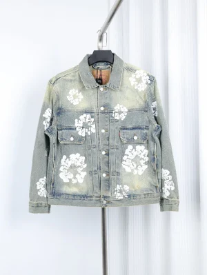 Denim Tears Distressed Graffiti Print Denim Jacket