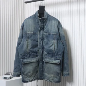 Multi-Pocket Denim Cotton Coat