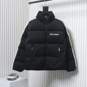 Palm Angels Logo Stripe Embroidered Logo Down Jacket