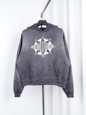 Saint Michael Six-Pointed Star Letter Print Hoodie