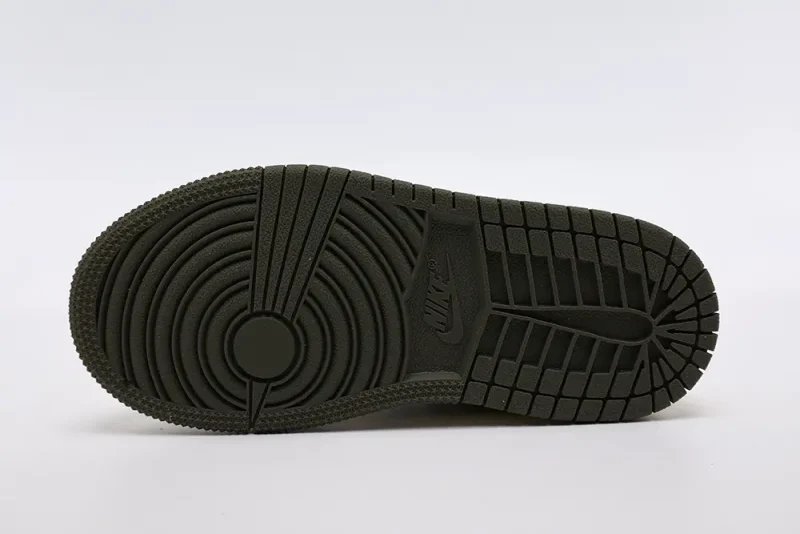 the dark green outsole