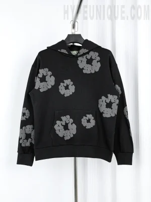 Denim Tears Cotton Wreath-Print Hoodie "Black"