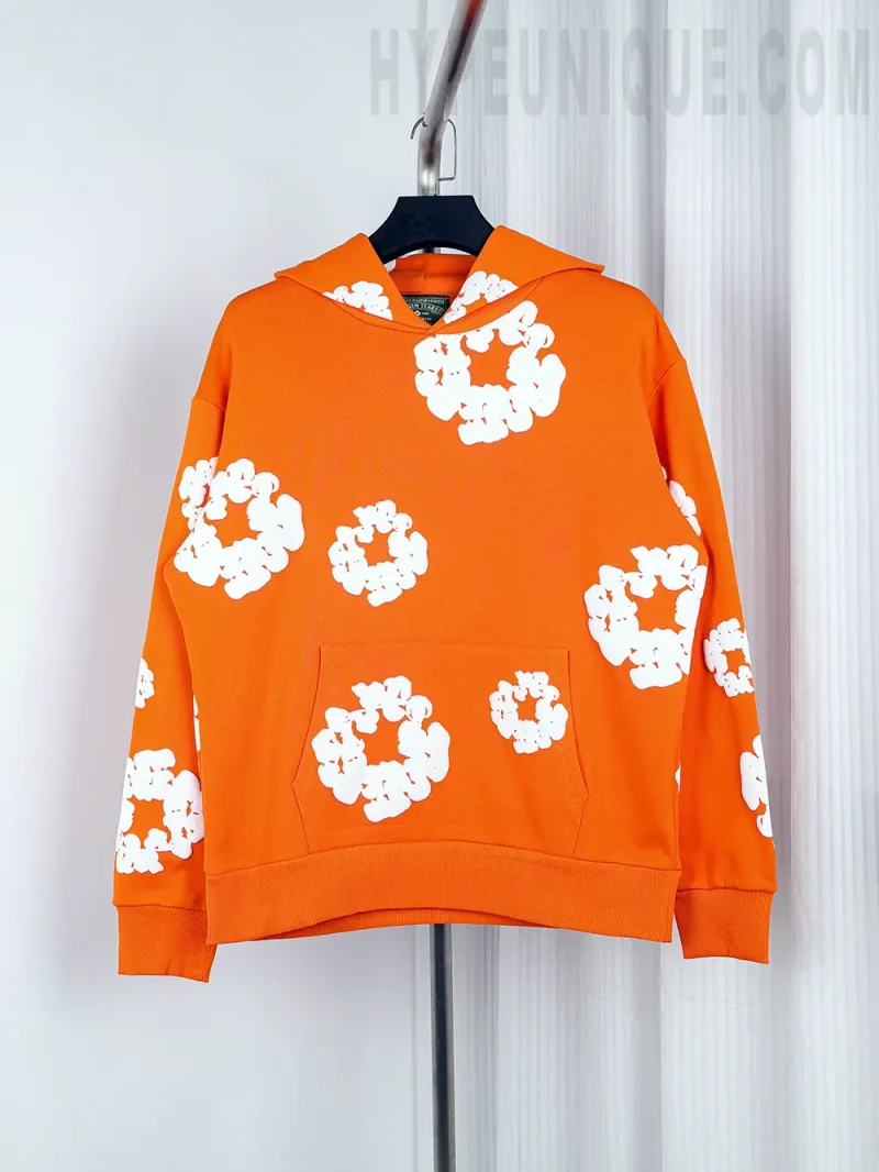 Denim Tears Cotton Wreath-Print Hoodie "Orange"