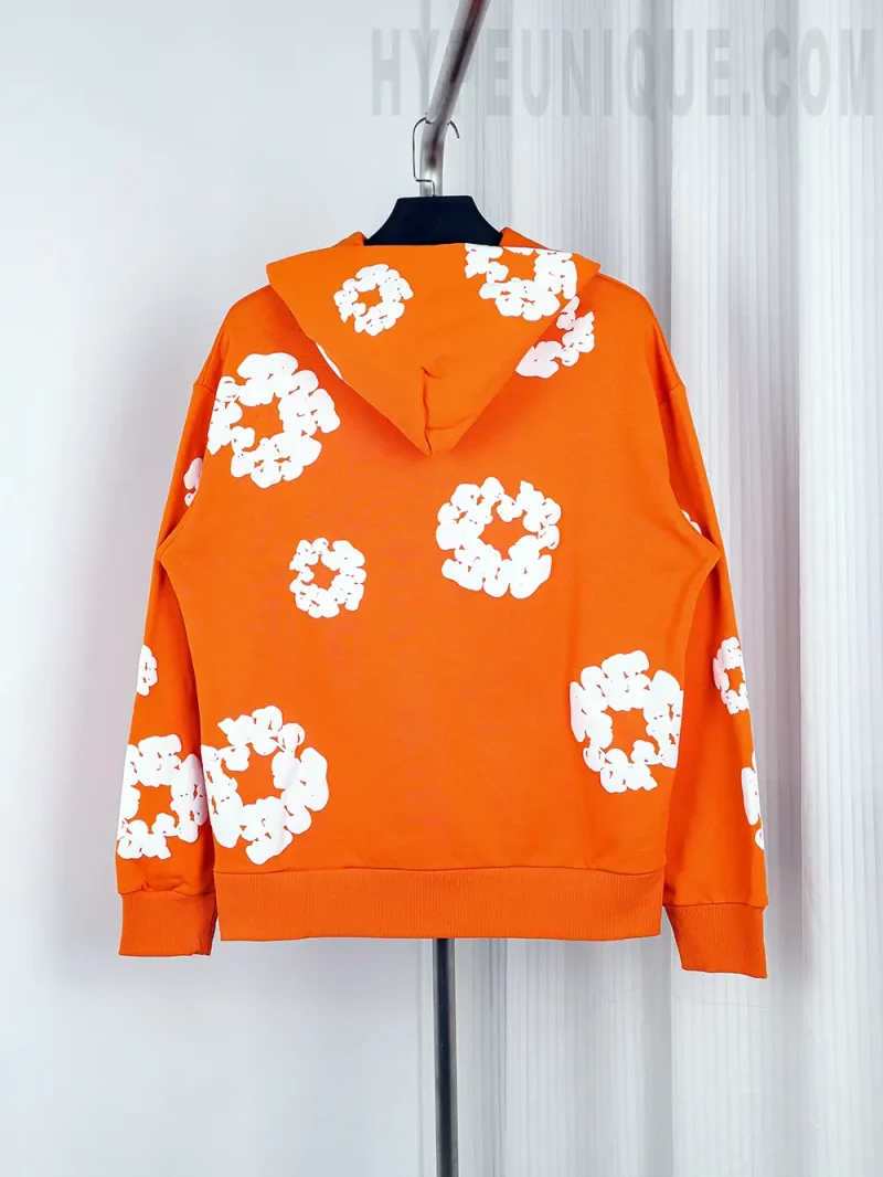 the back side of Denim Tears Cotton Wreath-Print Hoodie "Orange"