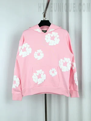 Denim Tears Cotton Wreath-Print Hoodie "Pink"