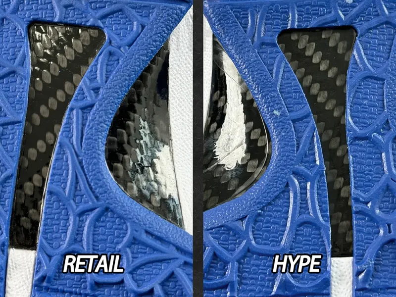 Comparison of carbon plate on sole