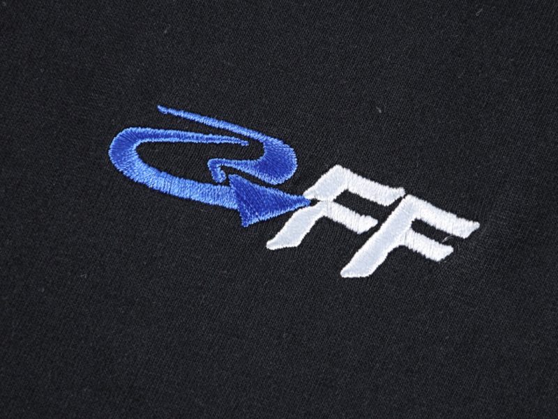 Off-White Blue Arrow Letter Embroidered T-Shirt