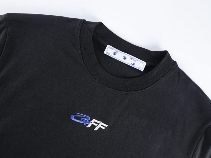 Off-White Blue Arrow Letter Embroidered T-Shirt