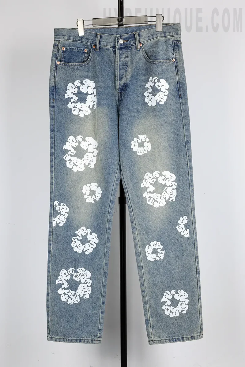 Denim Tears Kapok Print High Quality Jeans ‘Washed blue'