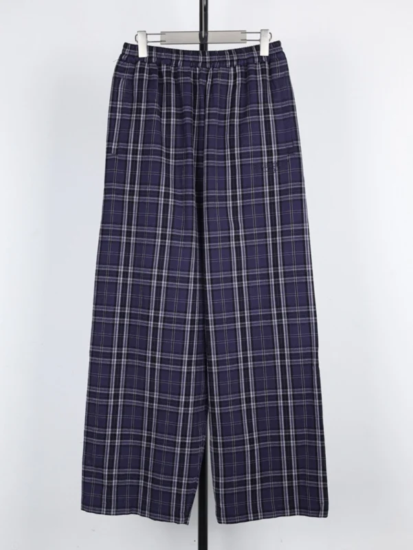 Plaid Counterpoint Embroidered Pants