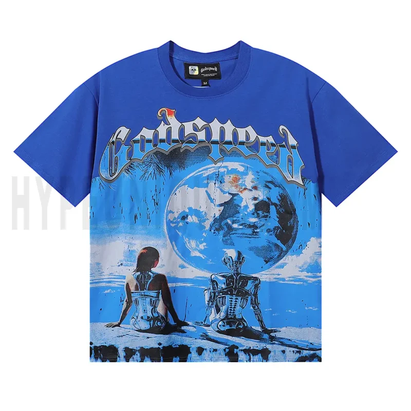 The front of the blue clothes