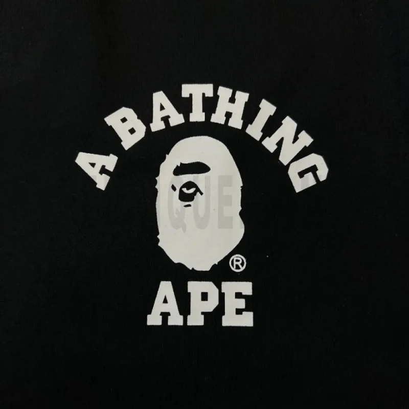 Close-up of the T-shirt print details of the front of the black clothes.