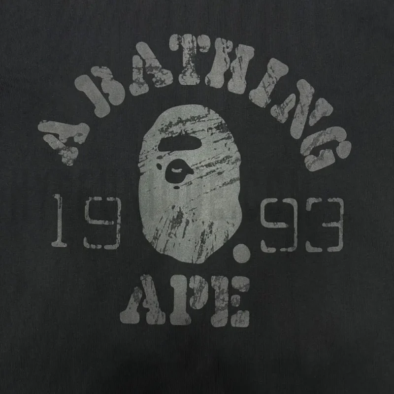Close-up of the T-shirt print details of the front of the black clothes.
