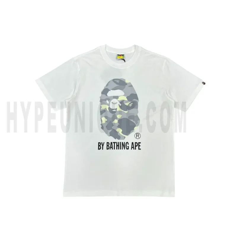 The white shirt with a grey graphic