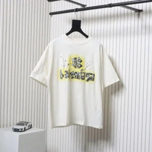 Hand-Painted BB Letter Logo Printed T-Shirt