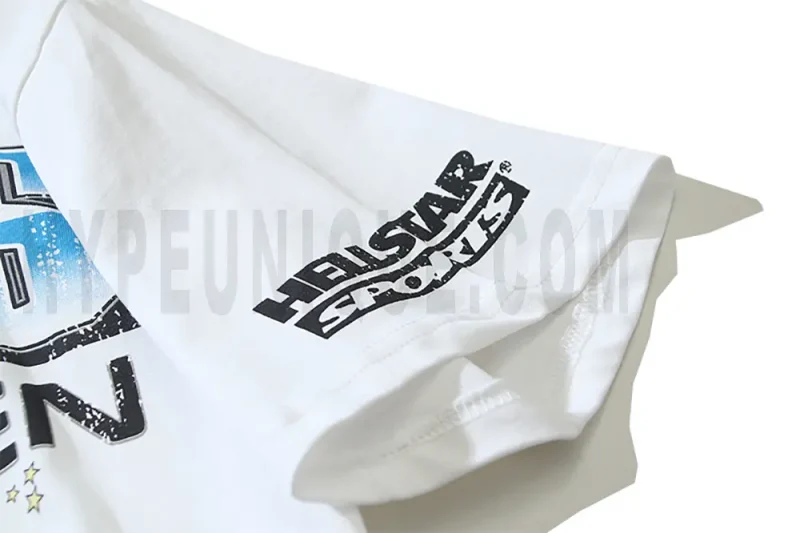 Detailed sleeve print design on sleeves.