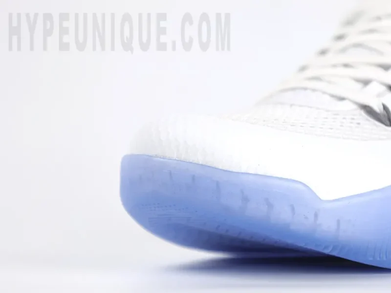 the white and blue toe box