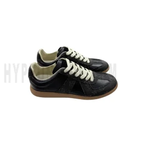 MM Mm6 Replica Leather Black Sneakers