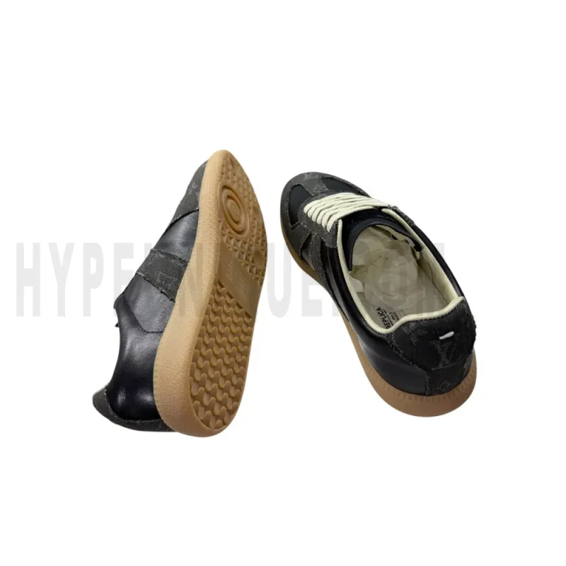 The inside of the black shoes