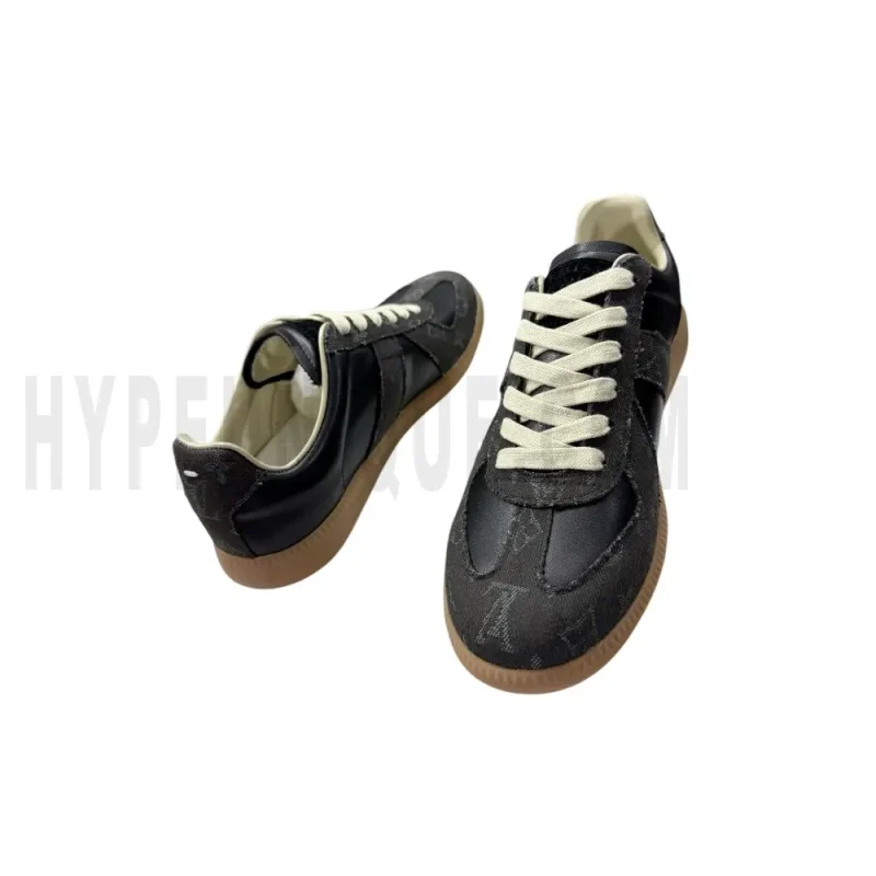 The inside of the black shoes