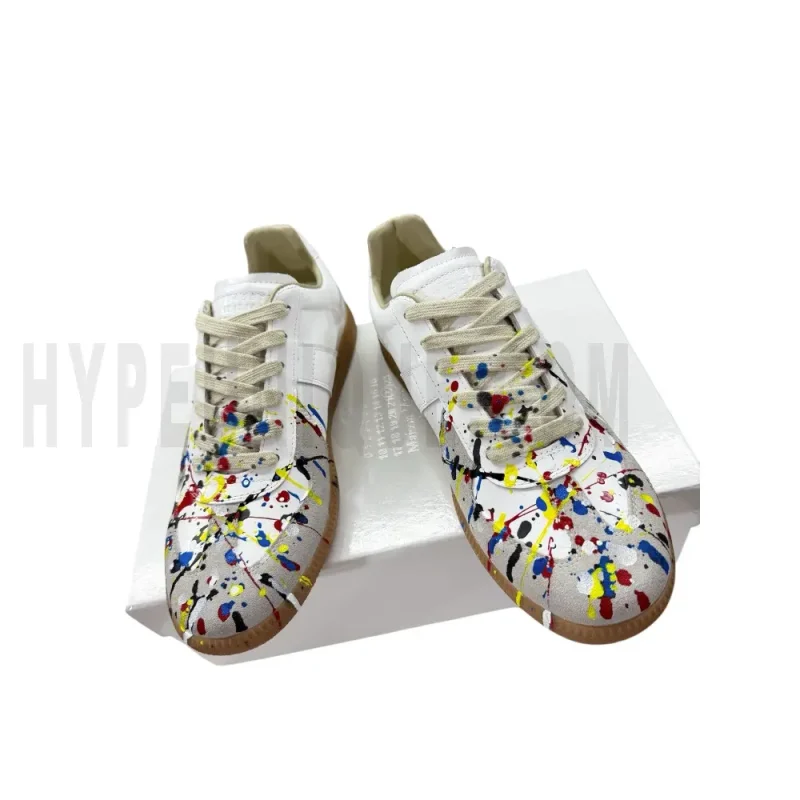 The front of the black shoes