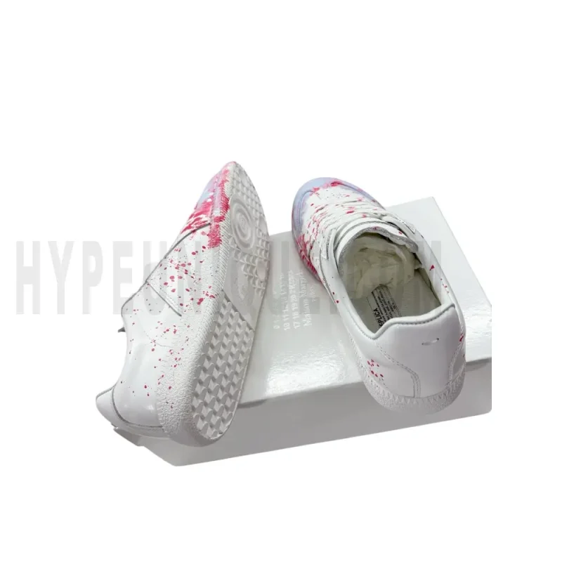 The inside of the white shoes