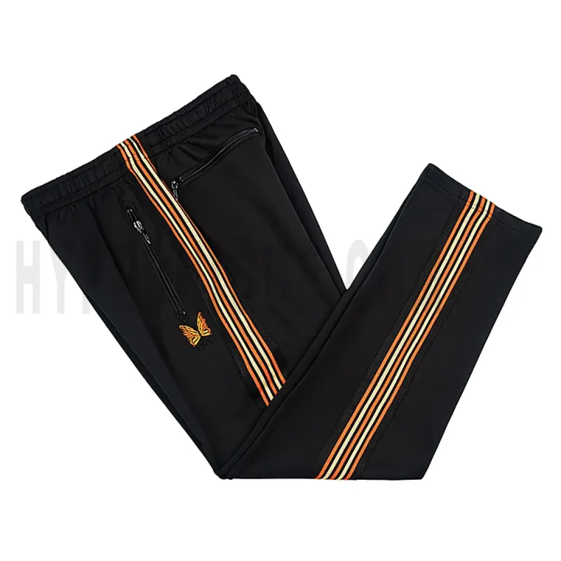 Needle Track Embroidered Butterfly Black Pants - Image 4