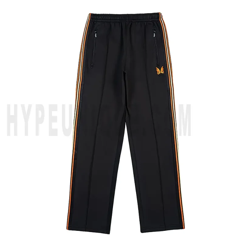Needle Track Embroidered Butterfly Black Pants