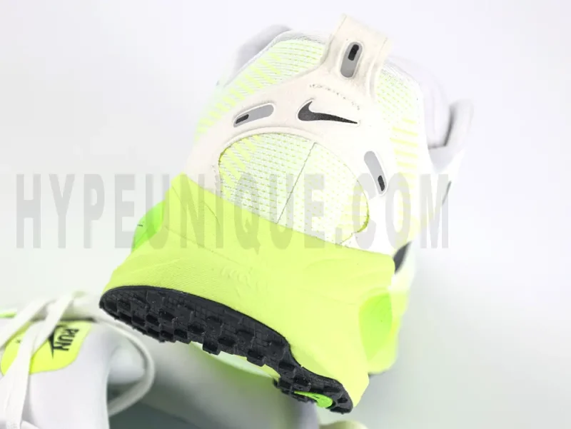 The green heel of the Nike Vomero 18 'Electric Green' Road Running Shoes