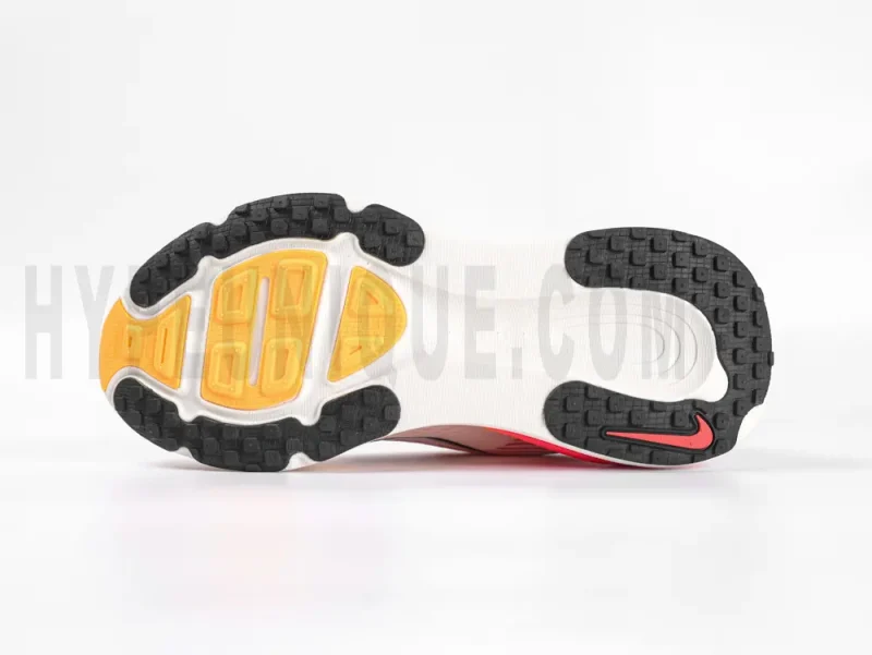 The white yellow and black outsole.