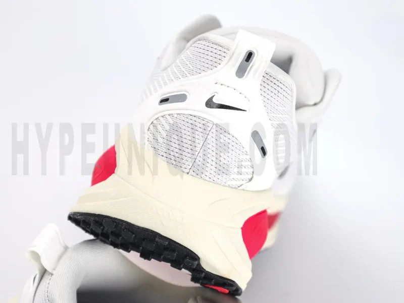The white and red heel of the Shoes