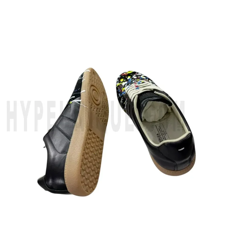 The inside of the black shoes