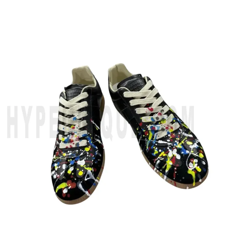 The front of the black shoes