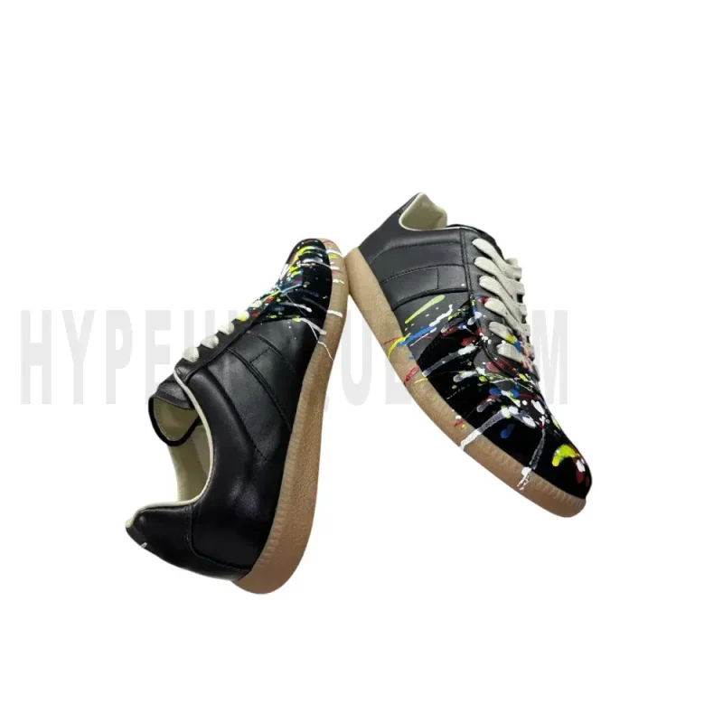 The side of the black shoes