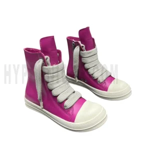 R1ck 0wens Hot Pink 'Jumbo Lace' High Sneakers