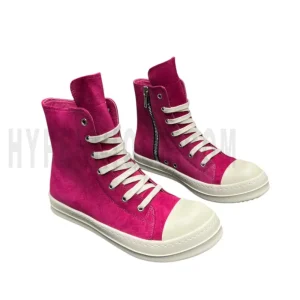 R1ck 0wens Pink Leather High Sneakers