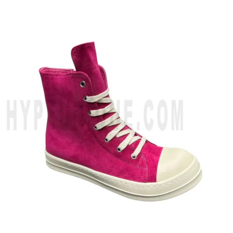 The right side of the pink shoes