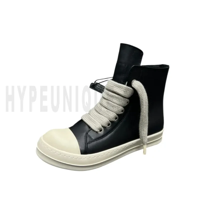 The left of the black shoes