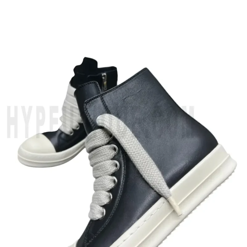 The side of the black shoes