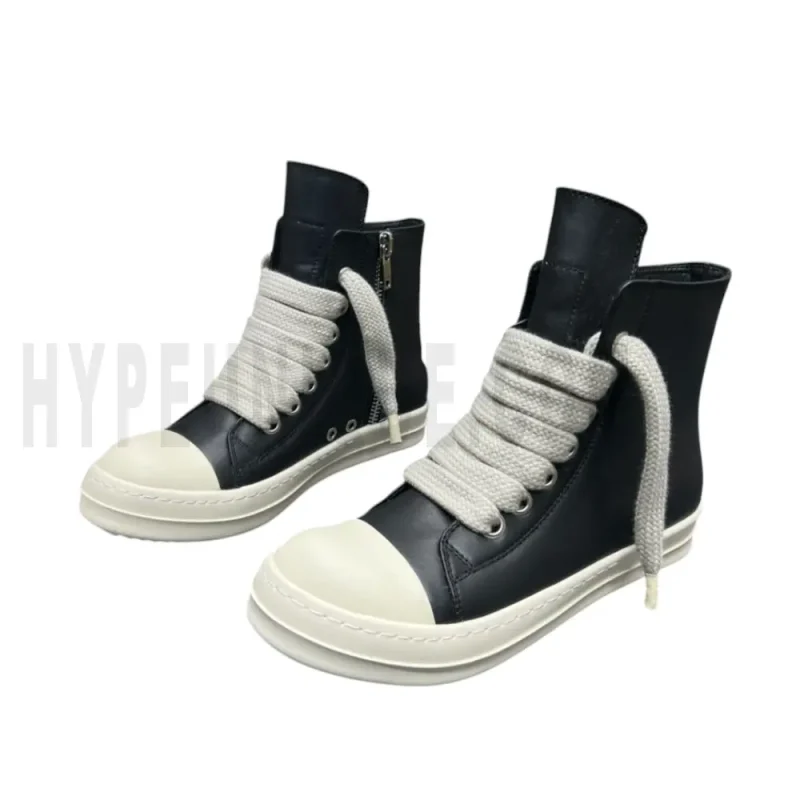 The front of the black shoes