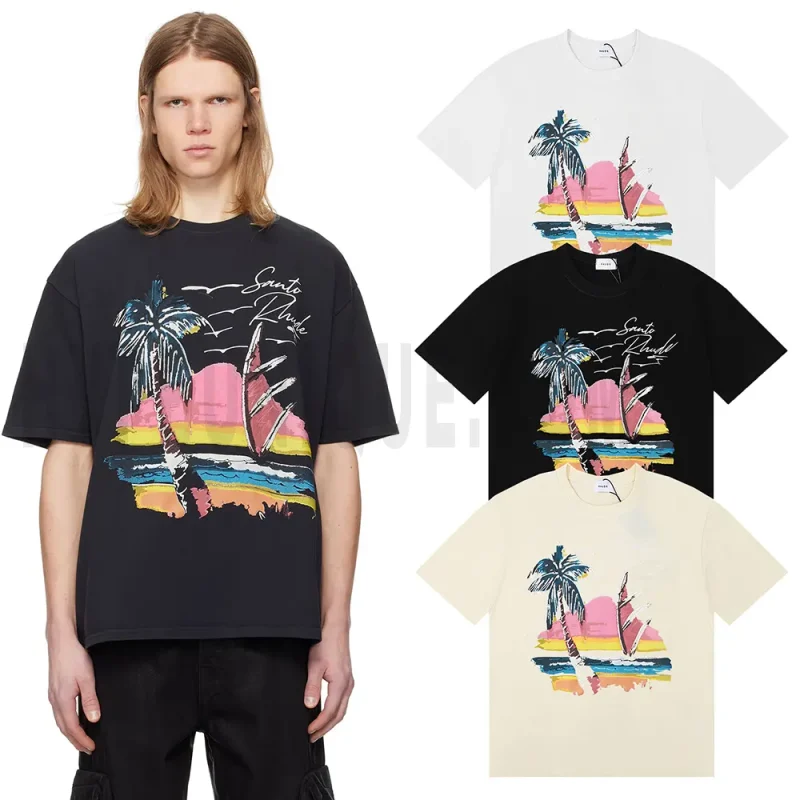 Rhude Beach-Print T-Shirt