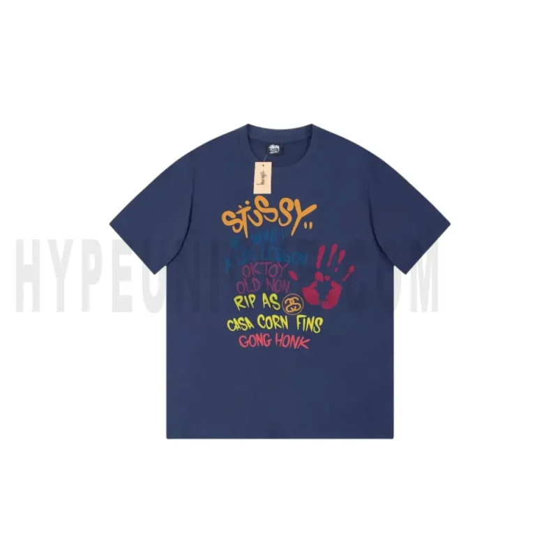 The front of the blue clothes